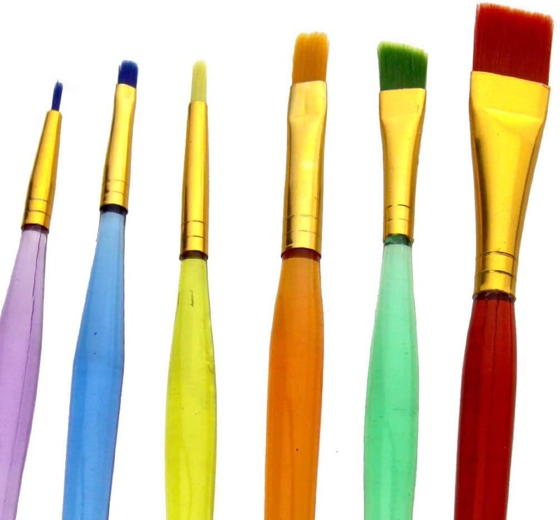 Qatalitic Set of 6 Different Sizes Synthetic Flat Paint Brush for Oil, Nail Brush Art, Artist Acrylic Painting (Synthetic Hair, Plastic) - Image 2
