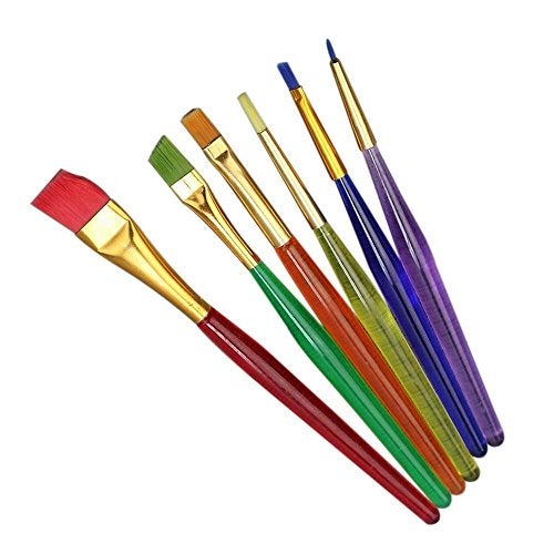 Qatalitic Set of 6 Different Sizes Synthetic Flat Paint Brush for Oil, Nail Brush Art, Artist Acrylic Painting (Synthetic Hair, Plastic) - Image 4