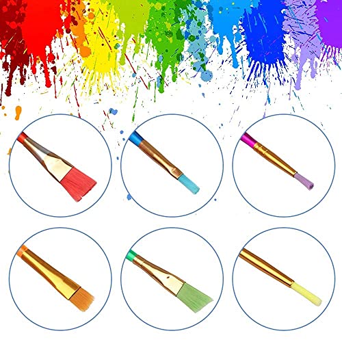 Qatalitic Set of 6 Different Sizes Synthetic Flat Paint Brush for Oil, Nail Brush Art, Artist Acrylic Painting (Synthetic Hair, Plastic) - Image 3