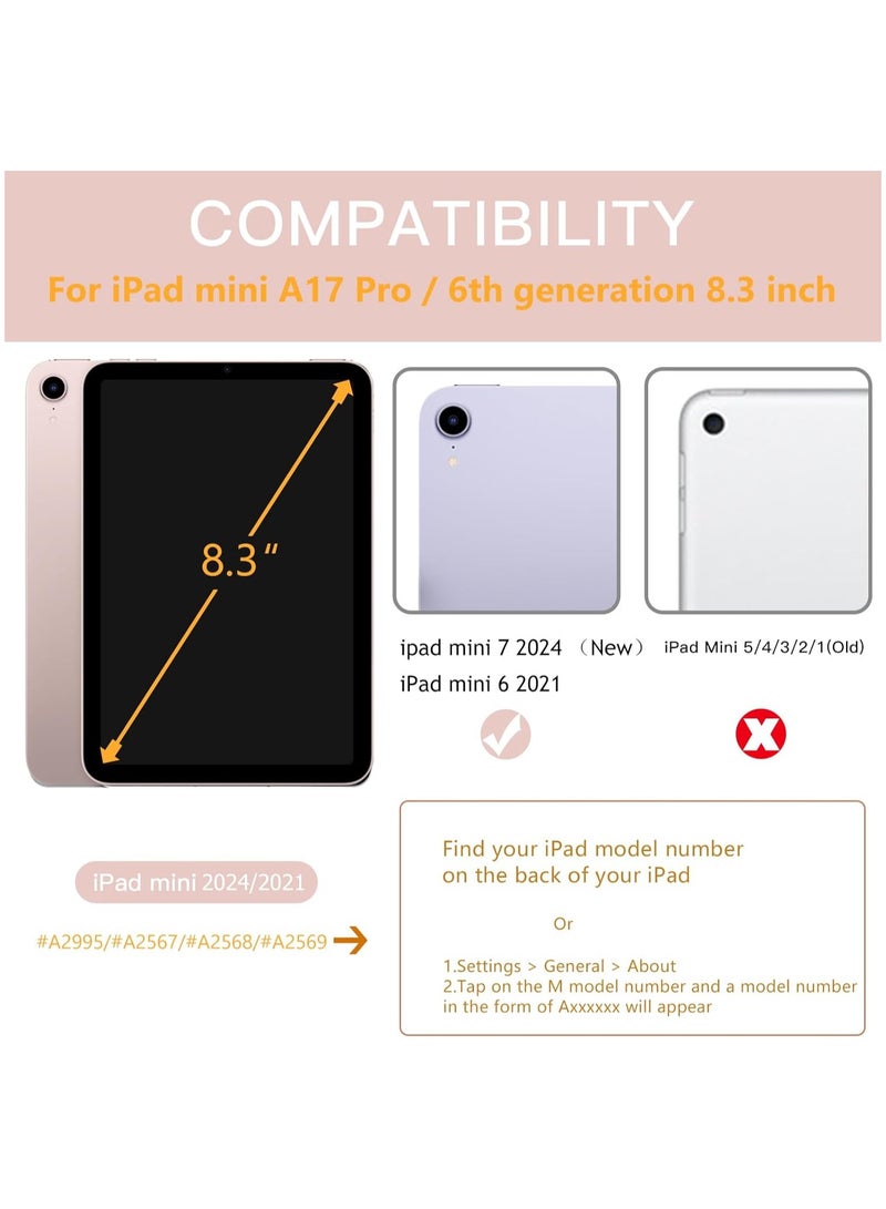 LEDIN Case for iPad mini 7 (A17 Pro, 7th Generation) 2024 / iPad mini 6 (6th Gen) 8.3 Inch with Pencil Holder, Slim Stand Protective Cover with Clear Transparent Back Shell for iPad mini 8.3 inch Tablet, Support Auto Wake/Sleep, (Pink) - Image 2