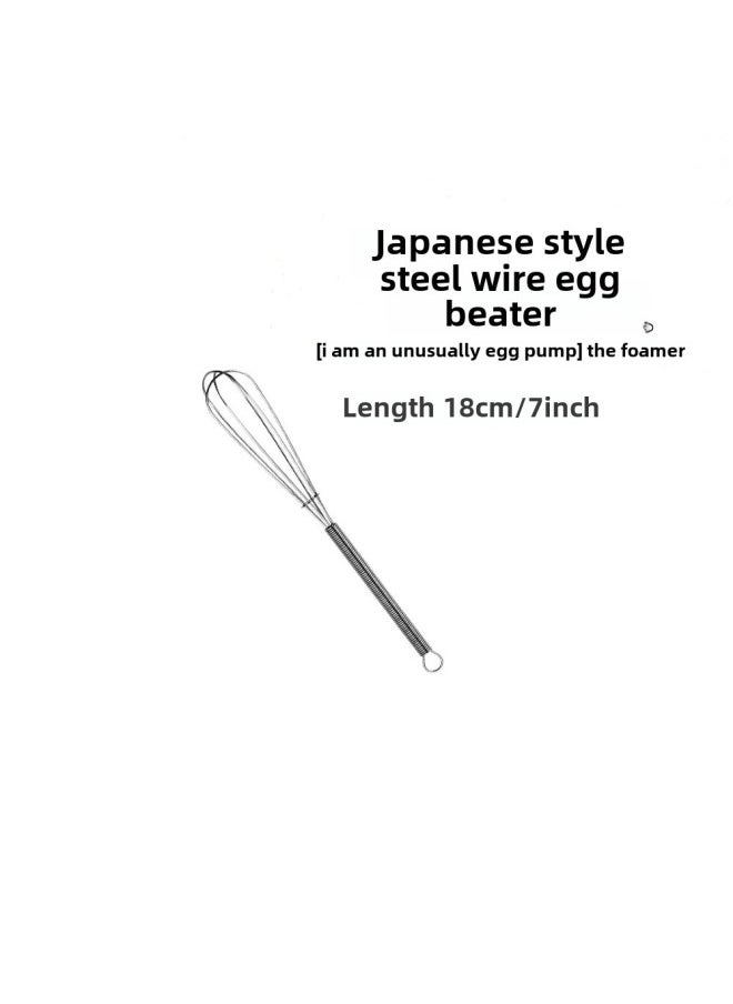 Generic Stainless Steel 430 Mini Manual Egg Beater Spring Handle Small Egg Beater Cream Beater-Color:7inch/18cm  - Image 1