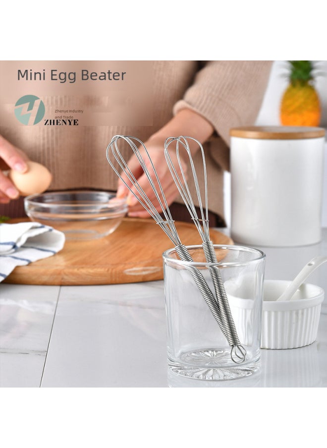 Generic Stainless Steel 430 Mini Manual Egg Beater Spring Handle Small Egg Beater Cream Beater-Color:7inch/18cm  - Image 2