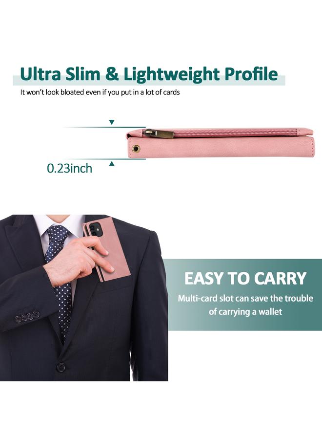 Zaboon Case For iPhone 12 mini Skin-feel Crazy Horse Texture Zipper Wallet Bag Horizontal Flip Leather Case with Holder & Card Slots & Wallet & Lanyard - Image 5