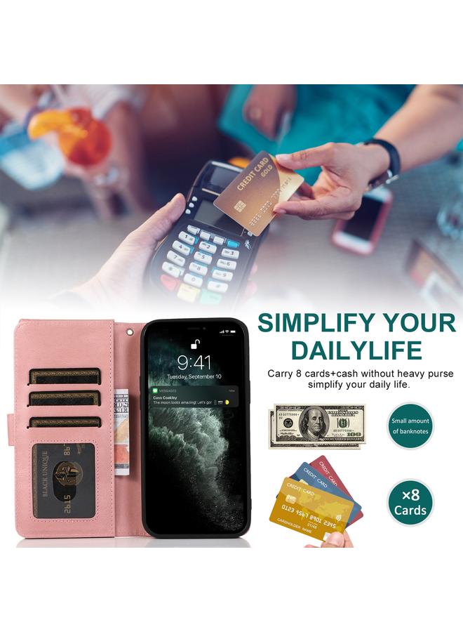 Zaboon Case For iPhone 12 mini Skin-feel Crazy Horse Texture Zipper Wallet Bag Horizontal Flip Leather Case with Holder & Card Slots & Wallet & Lanyard - Image 4