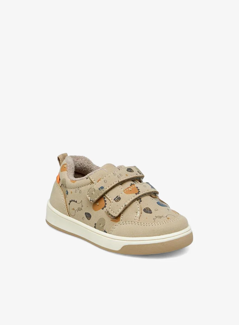 بيرفيت Dinosaur Print Sneakers with Hook and Loop Closure