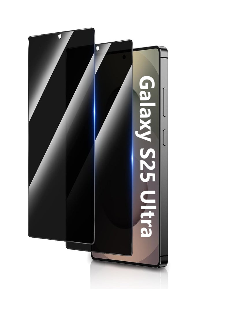 Muzz حماية شاشة دعم بصمة الإصبع 2 حزمة لجهاز سامسونج جالاكسي S25 ألترا 5G زجاج مقسى 5D خصوصية صلابة 9H مضاد للخدش مضاد للتجسس فيلم زجاج مقسى متميز لجهاز سامسونج جالاكسي S25 ألترا - Image 1