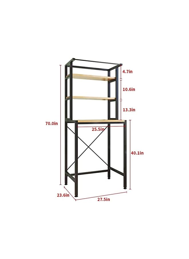 بروماس موفر للمساحة، رف غسالة فوق الأسطوانة، ملحقات منظم تخزين حامل زاوية الحمام، رف برج الحمام، موفر للمساحة. (2 رف، أسود) - Image 3