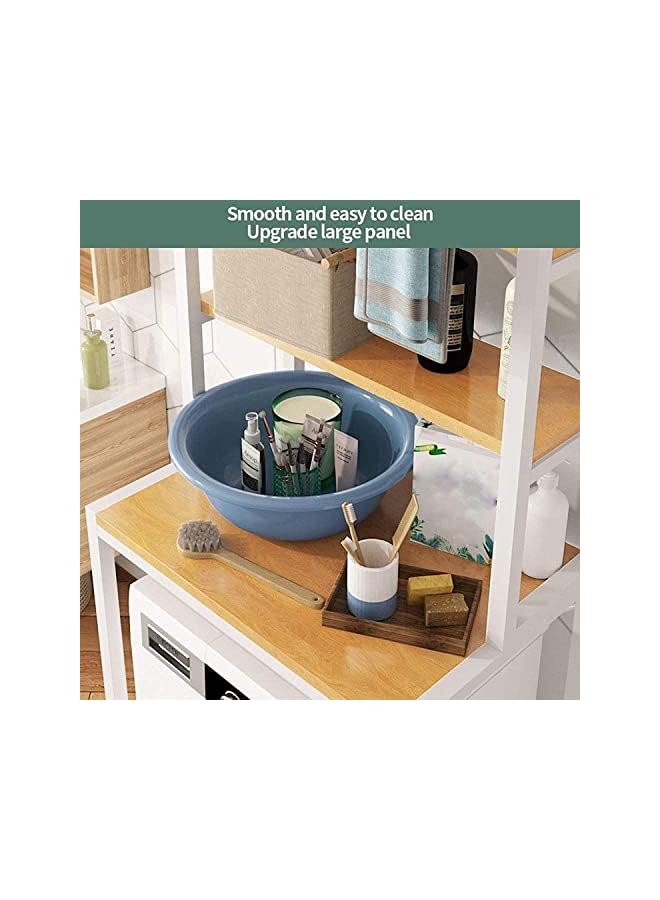 بروماس موفر للمساحة، رف غسالة فوق الأسطوانة، ملحقات منظم تخزين حامل زاوية الحمام، رف برج الحمام، موفر للمساحة. (2 رف، أسود) - Image 4