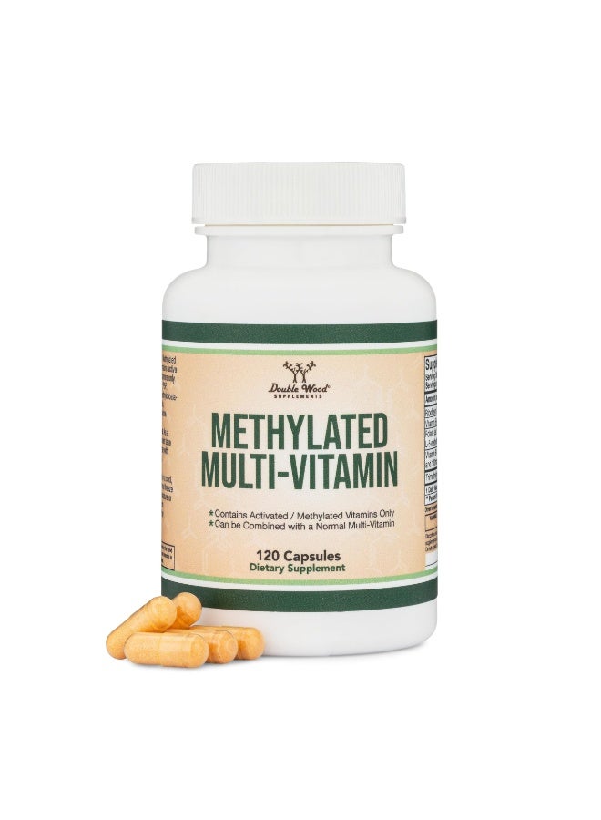 Double Wood Supplements Methylated Multivitamin – Activated B Complex with Methylfolate, Methylcobalamin & Trimethylglycine (TMG) | MTHFR Support, Energy & Metabolism | Non-GMO, Gluten Free | 120 Capsules - Image 1