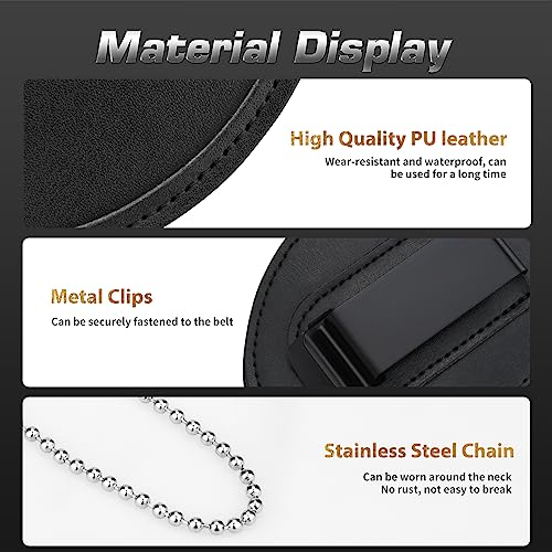 Ullnosoo Police Badge Holder, Security Badge Holder Belt Clip, Metal Clip and Chain Included, Universal Leather Holder for Law Enforcement Ullnosoo - Image 2