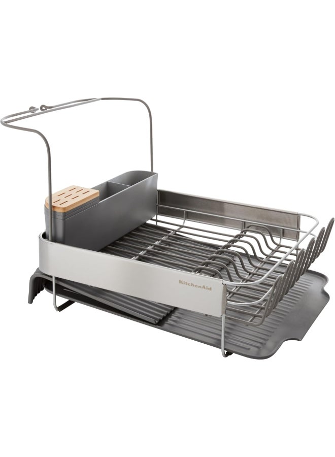 KitchenAid Expandable Dish Drying Rack with Glassware Attachment Grey 35.5 x 78 x 38 cm KEG896BXCGA - Image 1