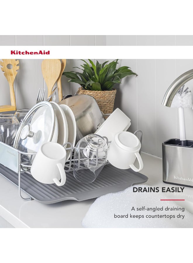 KitchenAid Expandable Dish Drying Rack with Glassware Attachment Grey 35.5 x 78 x 38 cm KEG896BXCGA - Image 4