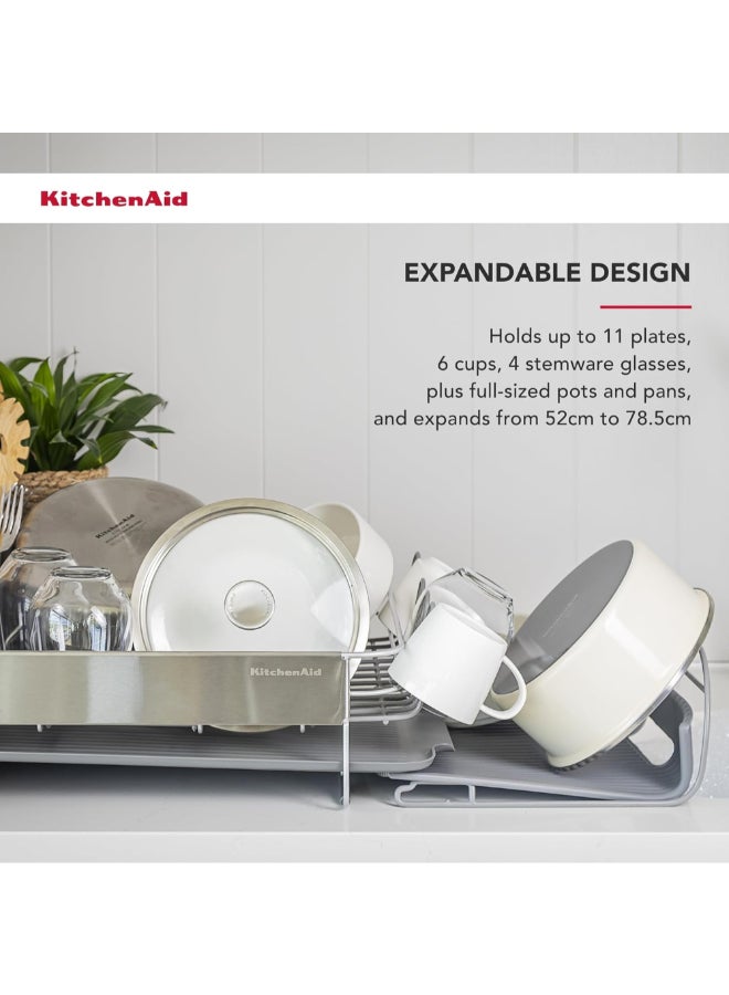 KitchenAid Expandable Dish Drying Rack with Glassware Attachment Grey 35.5 x 78 x 38 cm KEG896BXCGA - Image 3