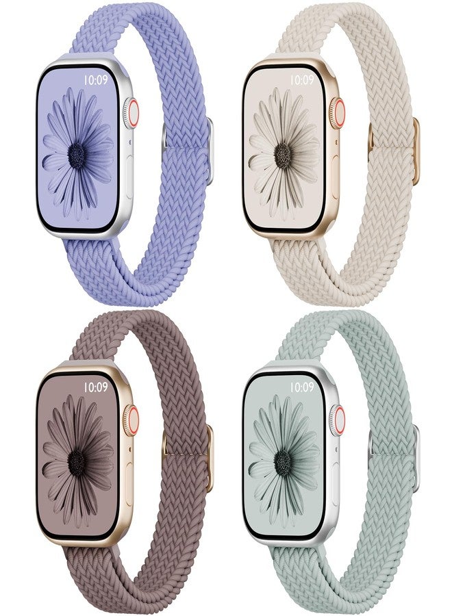 4 قطع من حزام ساعة Apple Watch 38 مم 42 مم 40 مم 44 مم 41 مم 45 مم 46 مم 49 مم للنساء والرجال، حزام رفيع من النايلون بحلقة فردية لسلسلة iWatch 11 10 9 8 7 SE 6 5 4 3 Ultra - Image 1