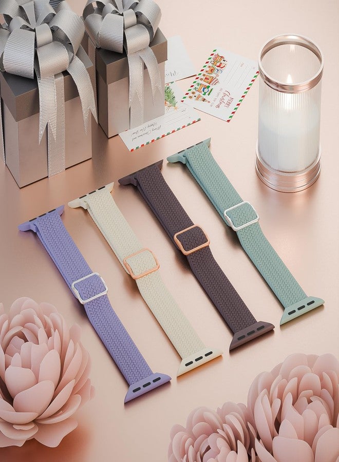 4 قطع من حزام ساعة Apple Watch 38 مم 42 مم 40 مم 44 مم 41 مم 45 مم 46 مم 49 مم للنساء والرجال، حزام رفيع من النايلون بحلقة فردية لسلسلة iWatch 11 10 9 8 7 SE 6 5 4 3 Ultra - Image 2