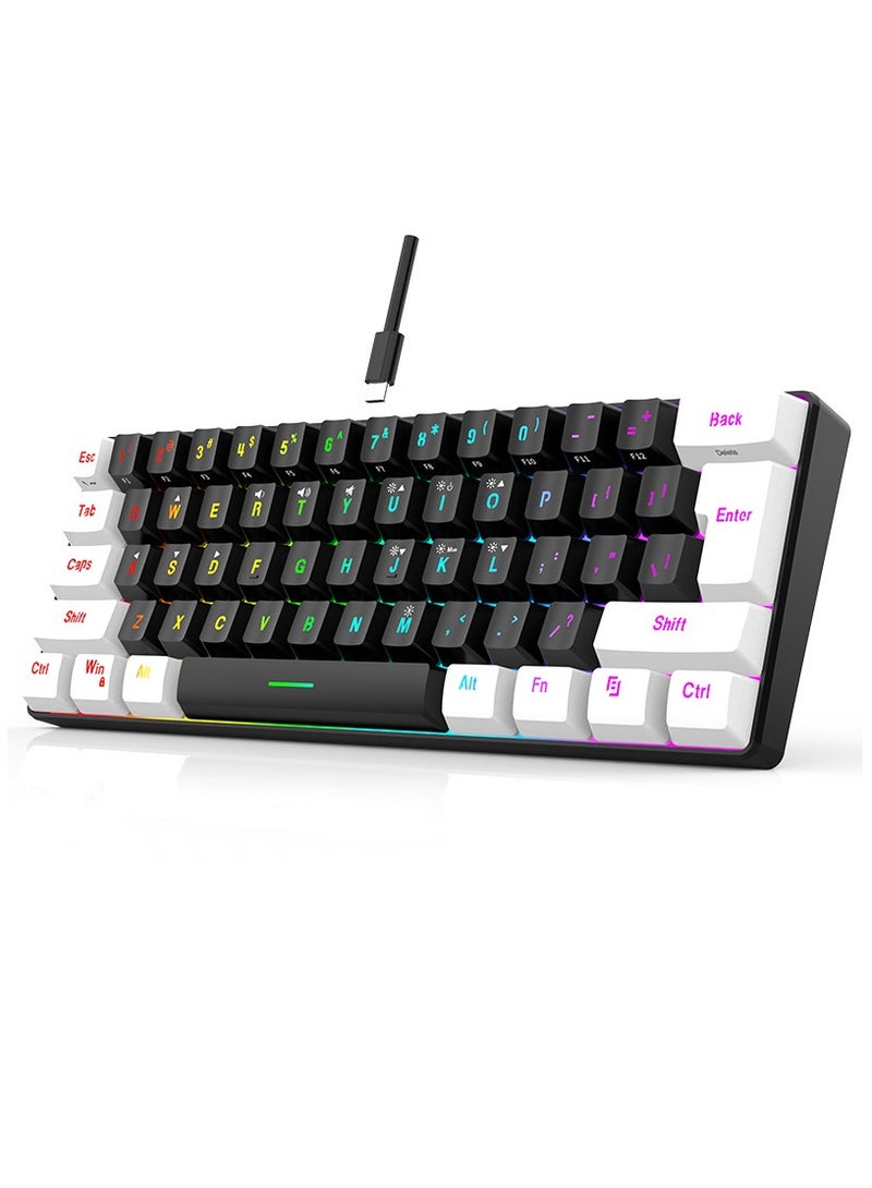 FLOWING RGB 61 Keys Wired Waterproof 60 Percent Mini Gaming Keyboard for Gamers Daily Use - Image 1