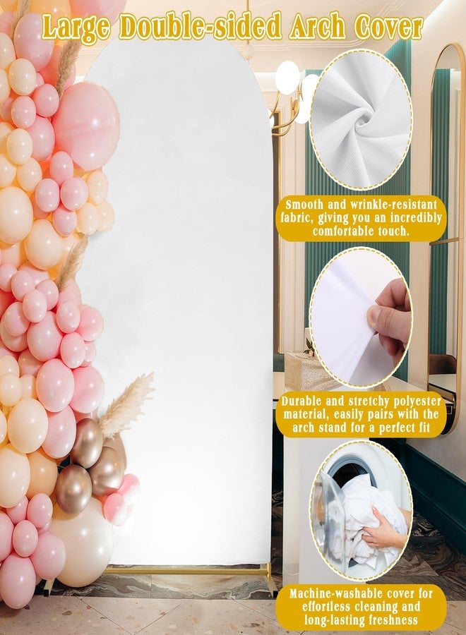 LifeisLuck مجموعة حامل وغطاء خلفية مقوسة | حامل قوس معدني لحفلات الزفاف بطول 7.2 قدم مع غطاء خلفية ملائم من الإسباندكس | إطار مقوس بالون ذهبي وغطاء قوس أبيض لحفلات أعياد الميلاد وحفلات استقبال المولود وحفلات التخرج - Image 4