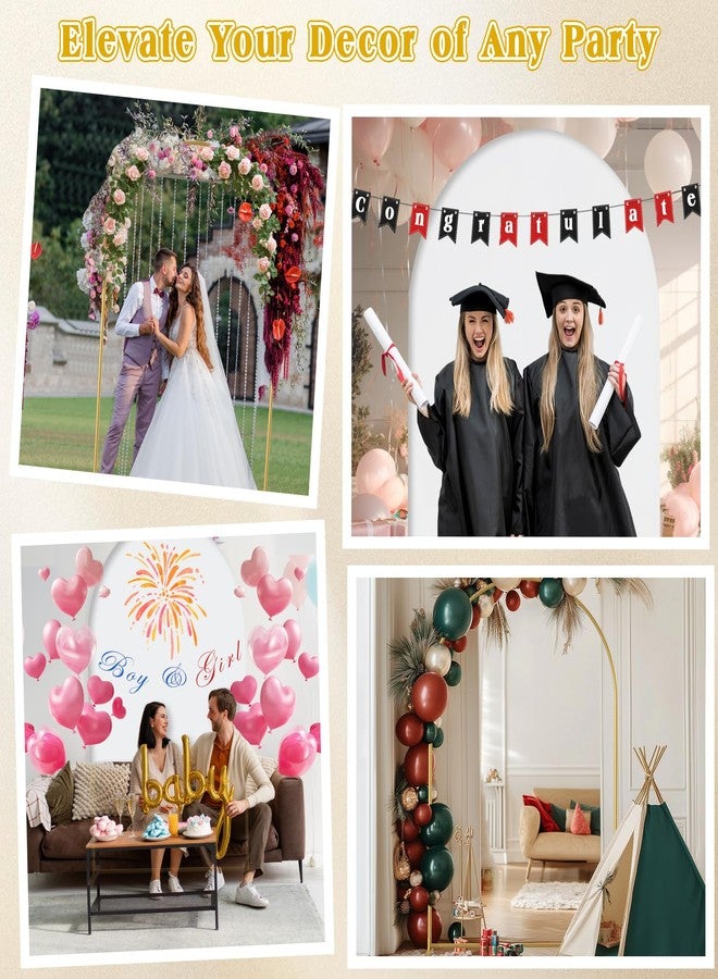 LifeisLuck مجموعة حامل وغطاء خلفية مقوسة | حامل قوس معدني لحفلات الزفاف بطول 7.2 قدم مع غطاء خلفية ملائم من الإسباندكس | إطار مقوس بالون ذهبي وغطاء قوس أبيض لحفلات أعياد الميلاد وحفلات استقبال المولود وحفلات التخرج - Image 5