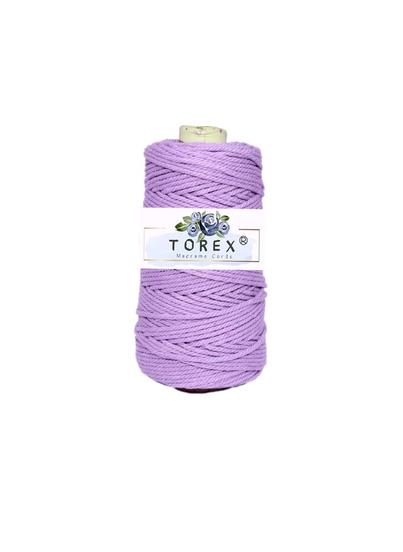 Torex TOREX� | 3ply Twisted Cotton Macrame Thread/Rope (150 Meter, 350gram, 3mm) | Macrame Thread for Wall Hangers and DIY Projcts (Light Purple)  - Image 1
