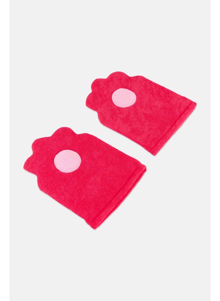 ELLE 2 Pieces Exfoliating Bathing Washcloths Set, Pink  - Image 4