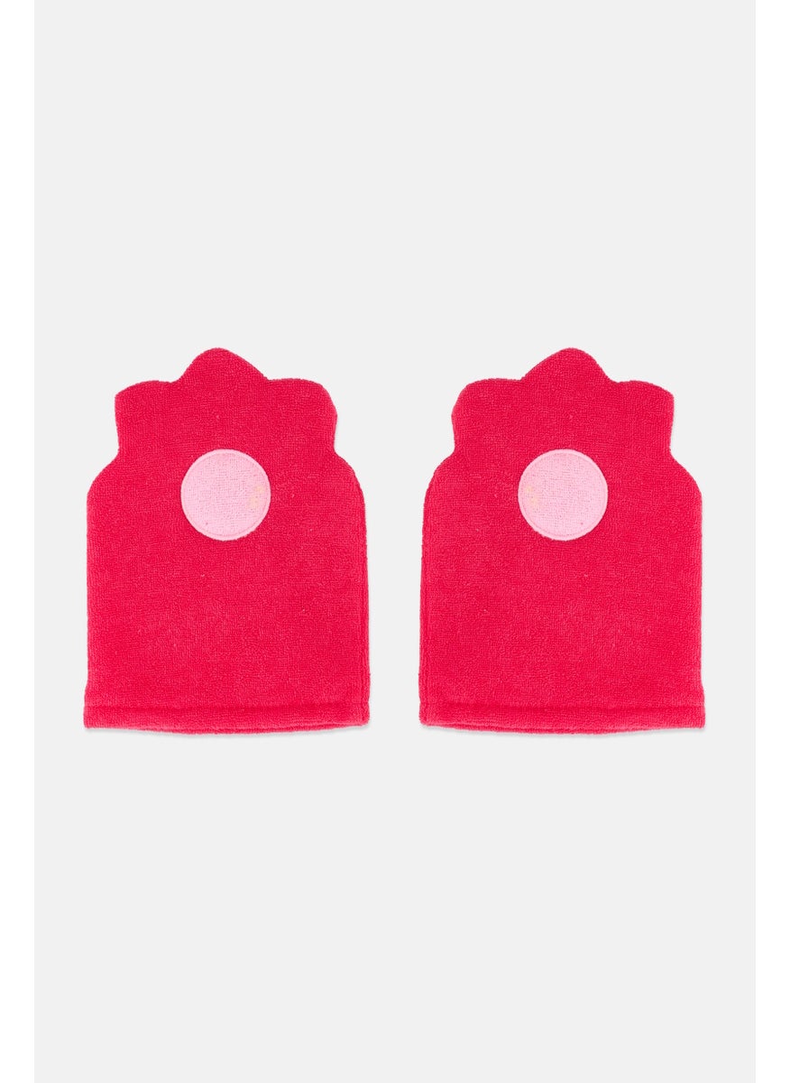 ELLE 2 Pieces Exfoliating Bathing Washcloths Set, Pink  - Image 2