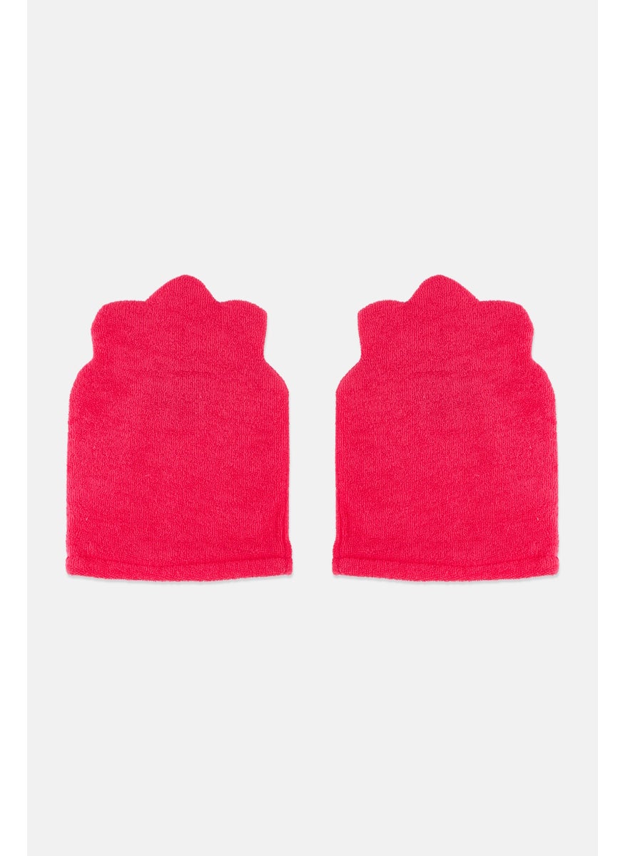 ELLE 2 Pieces Exfoliating Bathing Washcloths Set, Pink  - Image 3