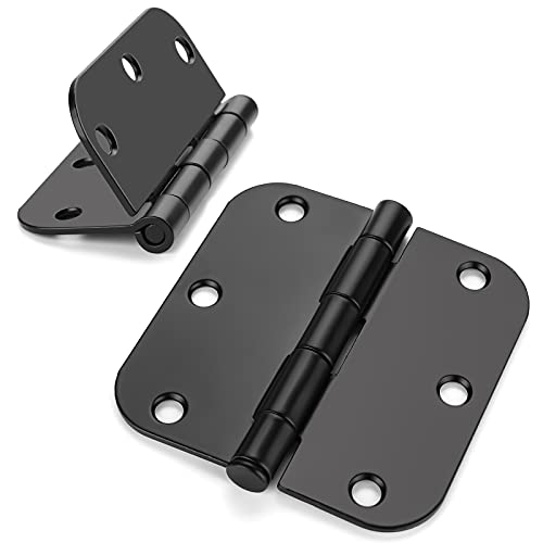 Haidms 18 Pack Matte Black Door Hinges No Squeak 3.5 Inch Interior Door Hinges Rounded with 5/8" Radius Corner Removable Pin - Image 1