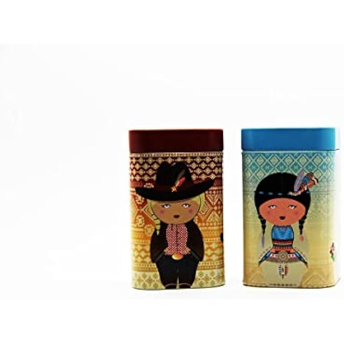 تيلاند علب شاي من وايلد ويست مع علبة محكمة الإغلاق بأغطية مزدوجة للشاي السائب وأكياس الشاي 25 جرام ليتل شيروكي