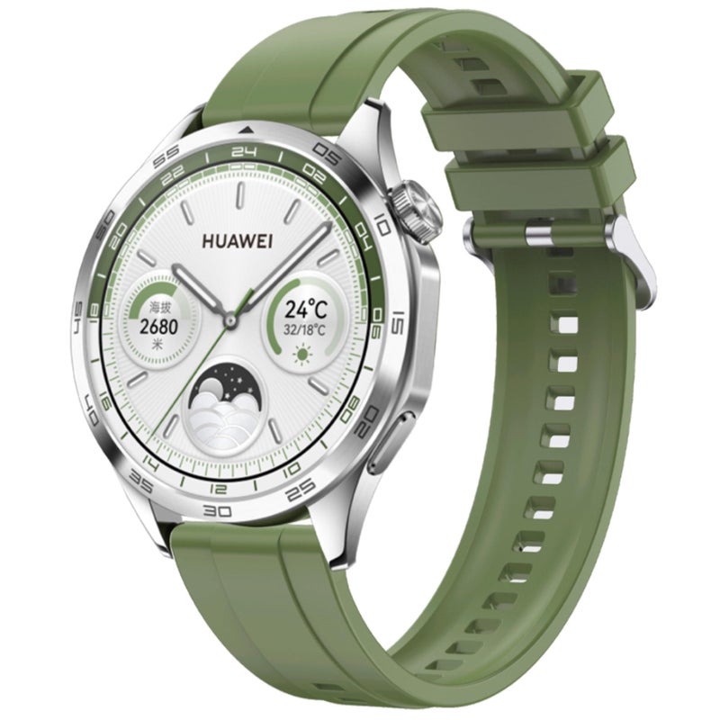 NESLIN Soft Silicone Strap Compatible with Huawei Watch GT5 (2024), GT4, GT3, GT3 Pro, GT2, GT2 Pro, GT Runner, Watch 4/4 Pro – 22mm Replacement Band (Green) - Image 2