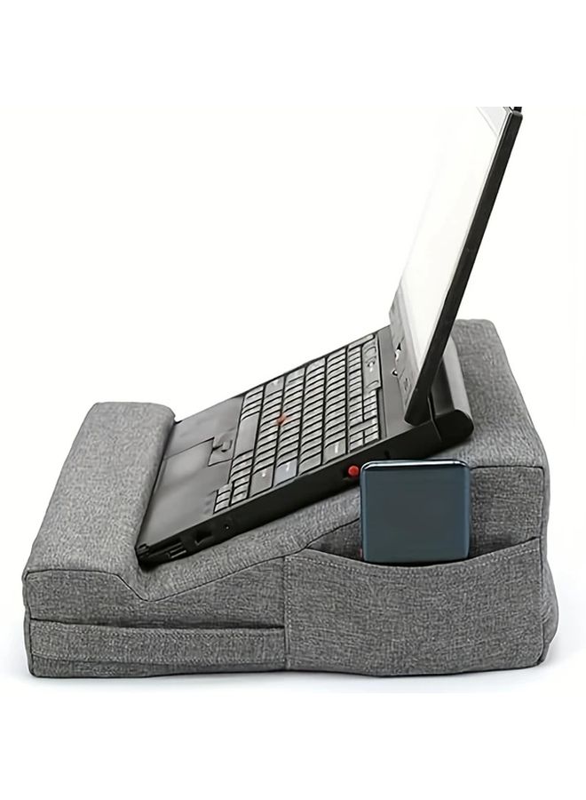 1 2 4 Pcs Ergonomic Laptop Tablet Reading Stand Cushion Grey Adjustable Height Comfortable Wrist Support For Prolonged Use Soft Fabric Cover For Home Office Travel - Image 2