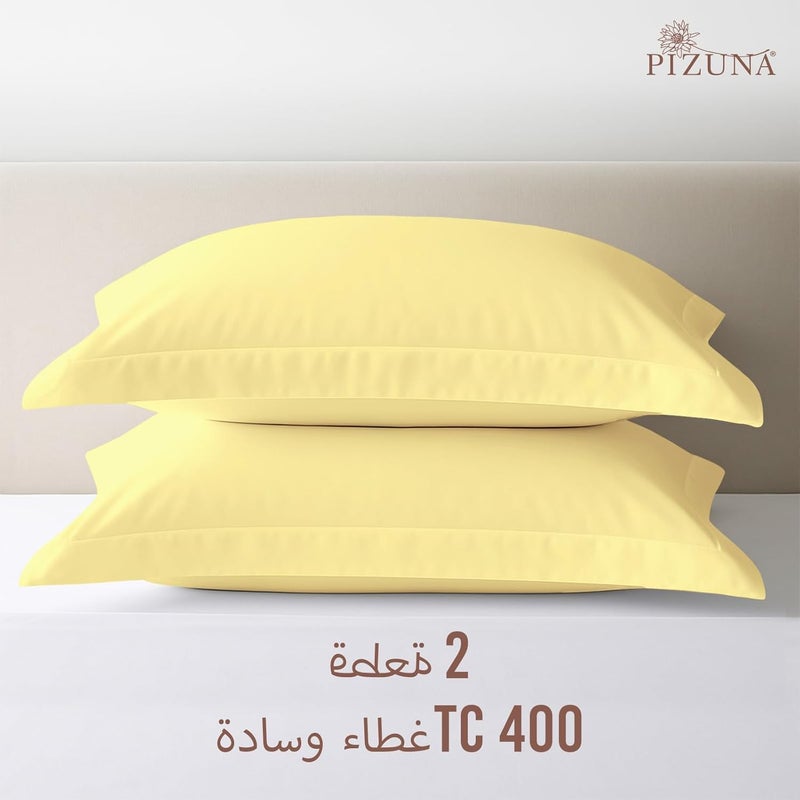 PIZUNA 100% Cotton Oxford Pillow Cases 50 x 75 cm Mellow Yellow, 400 Thread Count Soft Luxurious Long Staple Cotton Sateen Weave Pillow Cover With 5cm Hem (Soft Pillowcase Mellow Yellow - 2PC) - Image 3