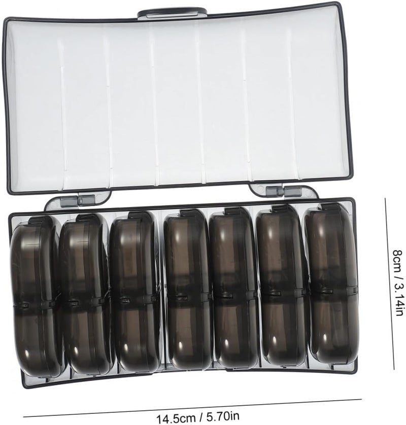 Weekly Portable Pill Organizer Box with Three Daily Doses and 7-Day Compartments, Durable Dark Medicine Case for Travel and Daily Medication Storage - Image 2