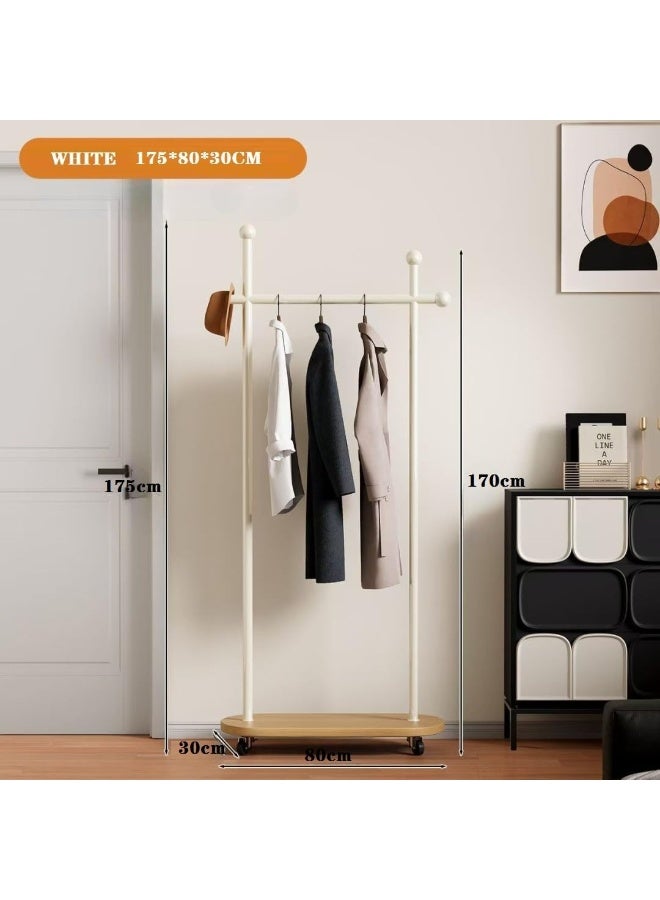 Alissa 80cm Metal Coat Rack Freestanding, Coat Rack Stand with Wheels, Clothes Rack for Entryway Hallway, Office or Bedroom, Can Hang Clothes, Hat, Scarf (White + Wood Color Board) - Image 5