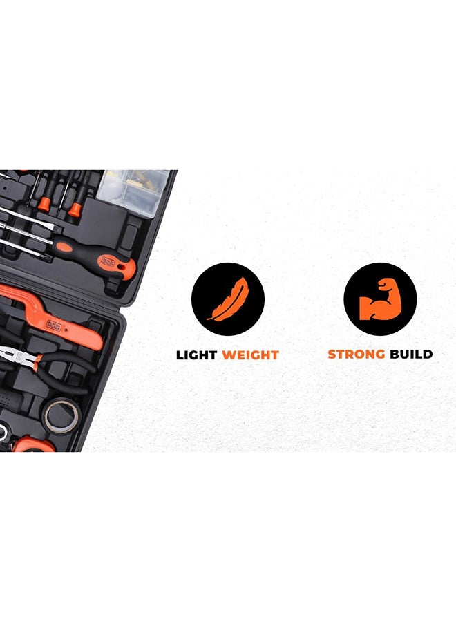 BLACK+DECKER 126 Pieces Hand Tool Kit In Kitbox For Home Diy & Professional USe, Orange/Black - Bmt126C, 2 Years Warranty Orange/Black - Image 3