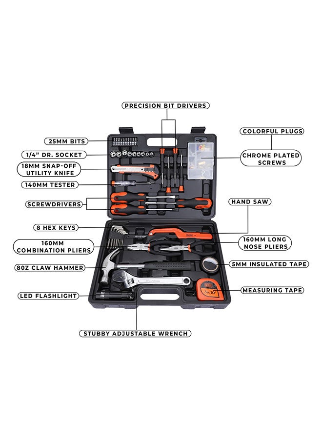 BLACK+DECKER 126 Pieces Hand Tool Kit In Kitbox For Home Diy & Professional USe, Orange/Black - Bmt126C, 2 Years Warranty Orange/Black - Image 5