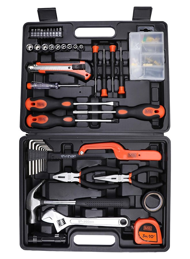 126 Pieces Hand Tool Kit In Kitbox For Home Diy & Professional USe, Orange/Black - Bmt126C, 2 Years Warranty Orange/Black 35 x 27 x 6.8cm