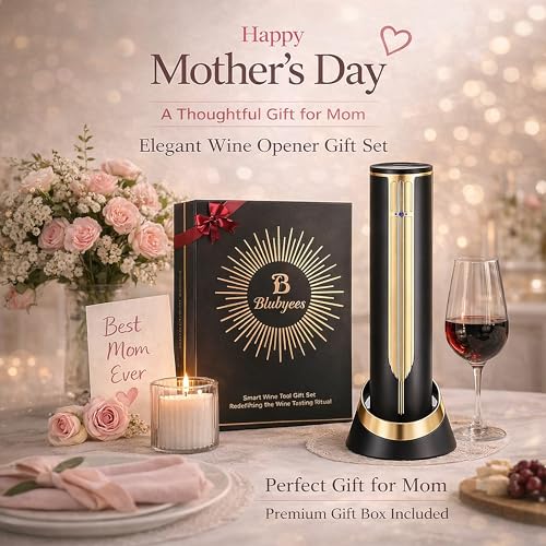 BLUBYEES Electric Wine Bottle Opener with Charging Base and Built-In Foil Cutter, Rechargeable Touch-Activated Automatic Corkscrew, Luxury Gift for Men and Women Wine Lovers - Image 3