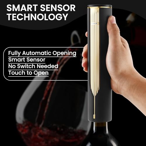 BLUBYEES Electric Wine Bottle Opener with Charging Base and Built-In Foil Cutter, Rechargeable Touch-Activated Automatic Corkscrew, Luxury Gift for Men and Women Wine Lovers - Image 4
