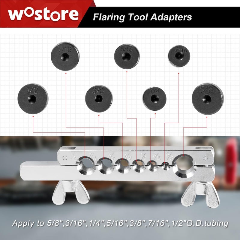Wostore Double Flaring Tool Kit with Tube Bender 1/4",5/16",3/8" and Spring Bender 1/2",5/8" for Plumbing Copper Brake Line HVAC - Image 4