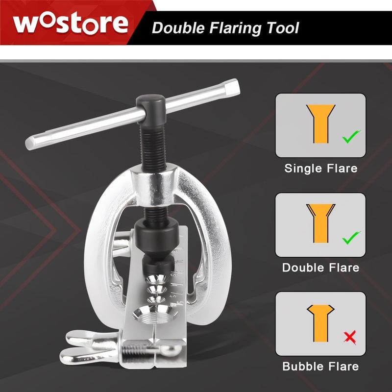 Wostore Double Flaring Tool Kit with Tube Bender 1/4",5/16",3/8" and Spring Bender 1/2",5/8" for Plumbing Copper Brake Line HVAC - Image 3