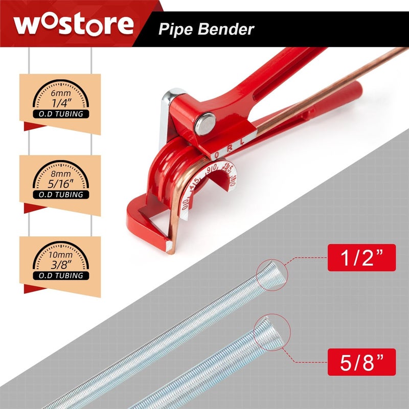 Wostore Double Flaring Tool Kit with Tube Bender 1/4",5/16",3/8" and Spring Bender 1/2",5/8" for Plumbing Copper Brake Line HVAC - Image 5