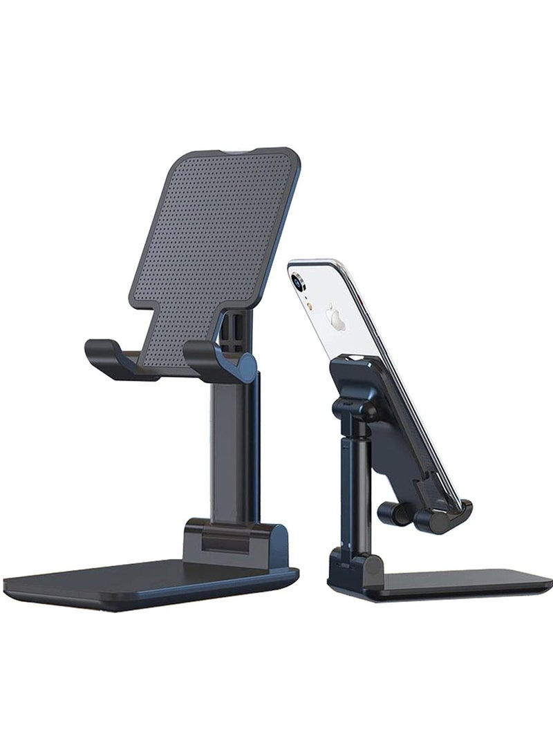 Cell Phone Stand, Adjustable phone holder for Desk, Foldable Desktop Tablet Stand Holder, Double Adjustable Mobile stand Phone Tablet Holder (Black) - Image 1