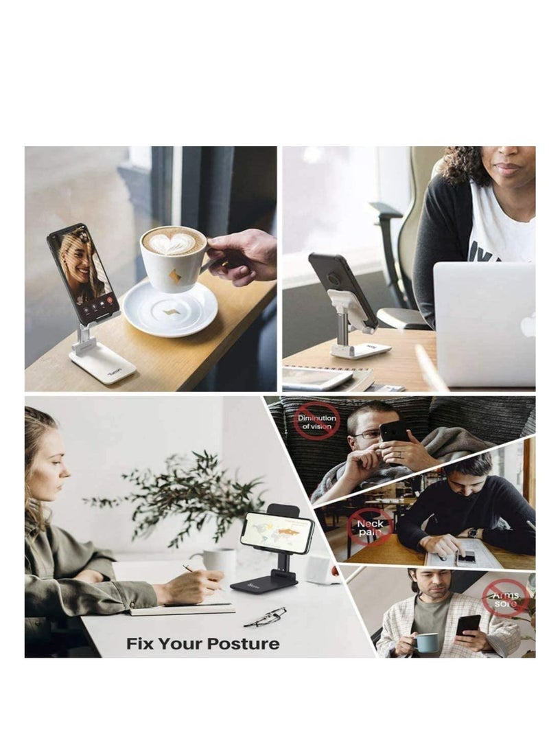 Cell Phone Stand, Adjustable phone holder for Desk, Foldable Desktop Tablet Stand Holder, Double Adjustable Mobile stand Phone Tablet Holder (Black) - Image 4