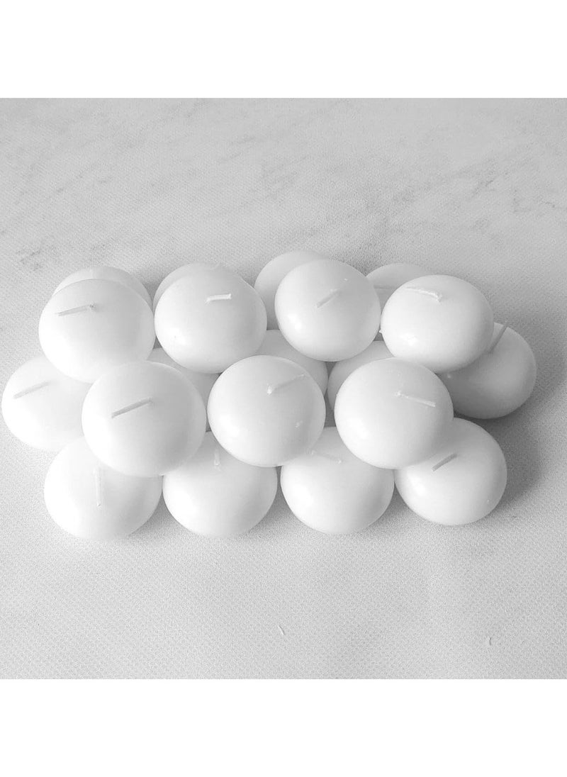 SIHIYA LIFE - Set of 20 White Floating Candles , 5x3cm , Unscented & Dripless Dinner Candles for Decor, Events , Natural Wax with Cotton Wicks , 5-6 Hours Burn Time - Image 1