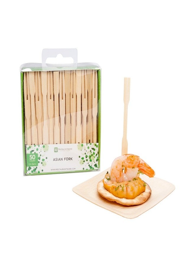 Restaurantware 3.5 Inch Wood Fork Picks 500 Mini Wood Cocktail Forks - Two Pronged Sturdy Bamboo Mini Cocktail Picks Sturdy For Parties Or Catering - Image 1