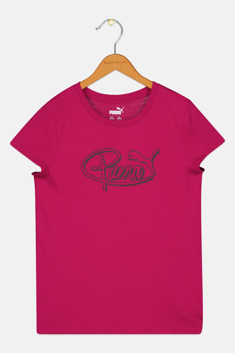 PUMA Kids Girl Sportswear Fit Short Sleeve Outdoor T-Shirt, Magenta - Image 2