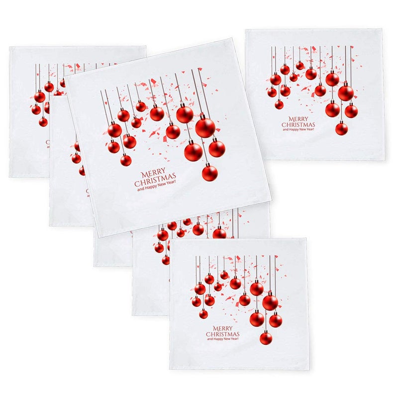 Khakee 6 Pcs Christmas Theme Tafta Silk Table Napkins 10x 10 for Xmas Decoration Christmas OrnamentsChristmas Gift npxmas292P - Image 1