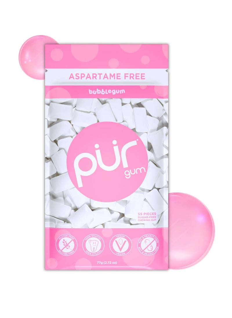 PUR Gum - PUR Gum | Aspartame Free Chewing Gum | 100% Xylitol | Natural Bubblegum Flavored Gum, 55 Pieces (Pack of 1) - Image 1