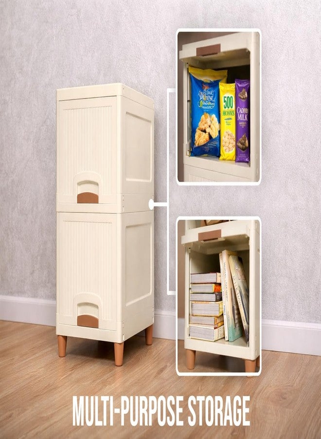 wall love Modular Storage Organizer | Stackable Wardrobe Cabinet for Clothes, Kitchen & Home | Space Saving Foldable Storage Box | Heavy Duty Plastic Organizer Rack (2 Piece) - Image 4