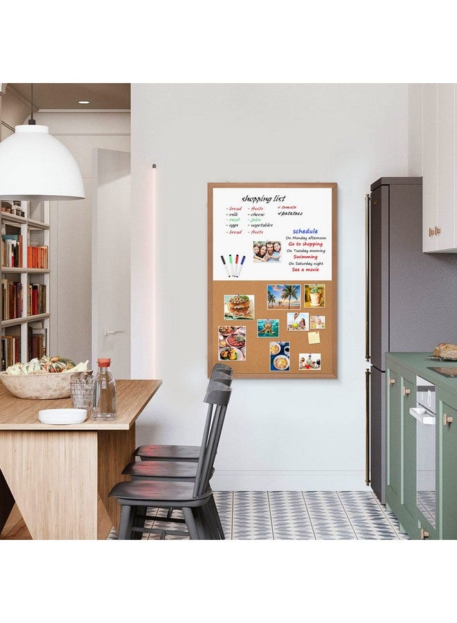 Miou Combination Magnetic Whiteboard Cork Bulletin Board, 24" X 18“ Combo Dry Erase White Board Cork Pin Board For Wall With Natural Wood Frame… - Image 5